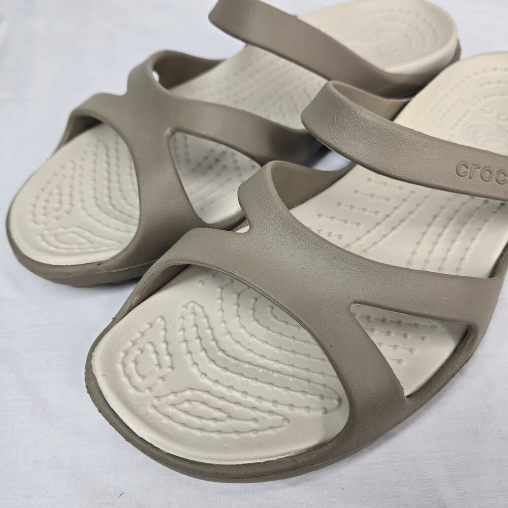 Crocs Meleen Sandals Womens Size 8 Khaki Tan Slide Strappy Comfort Shoes - Picture 2 of 10